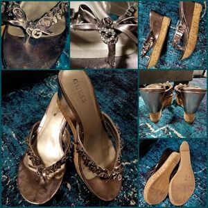 Women's dress flip flop heel shoes